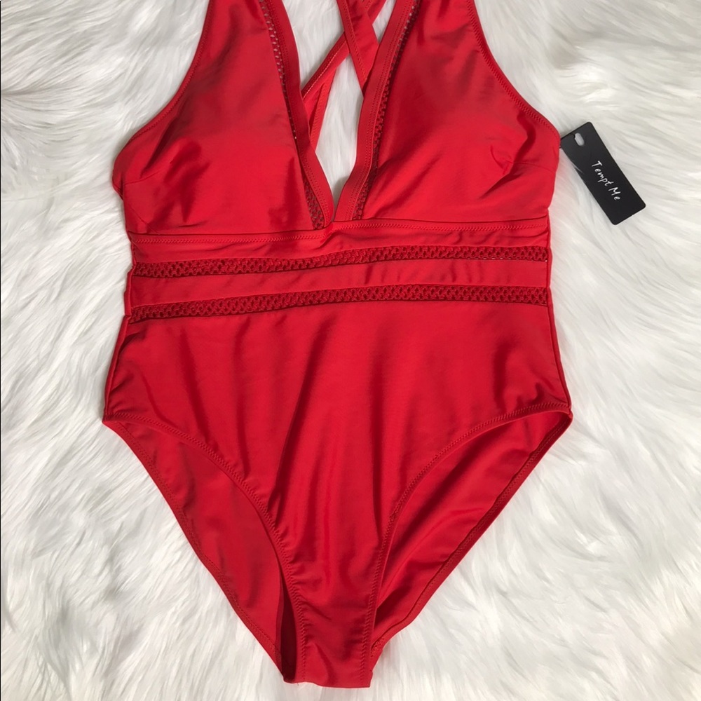 Tempt me RED color one piece swimsuit size XL ❤️